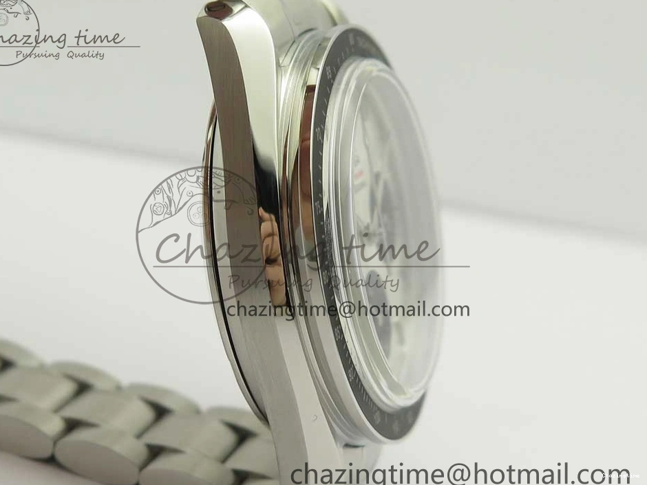 0318 WaterResistant Speedmaster SS Sapphire Crystal Panda White Black Dial on SS Bracelet Manual Winding Chrono Movement 7956